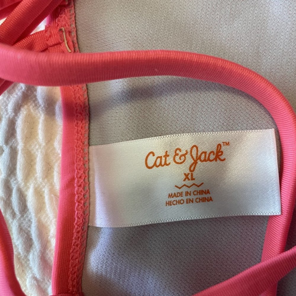 Hot Pink multi-color  one piece swimsuit by Cat & Jack, size XL, gently used - Picture 3 of 4